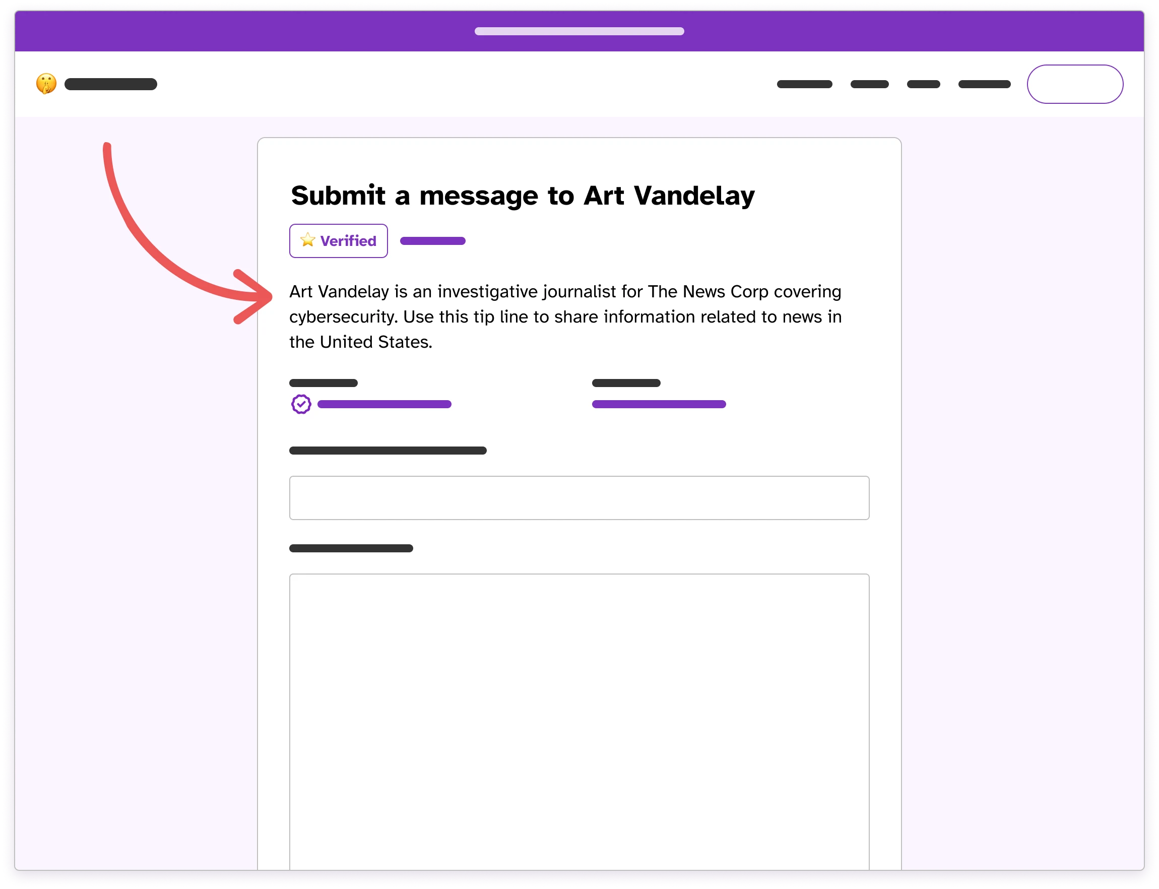 Profile page wireframe