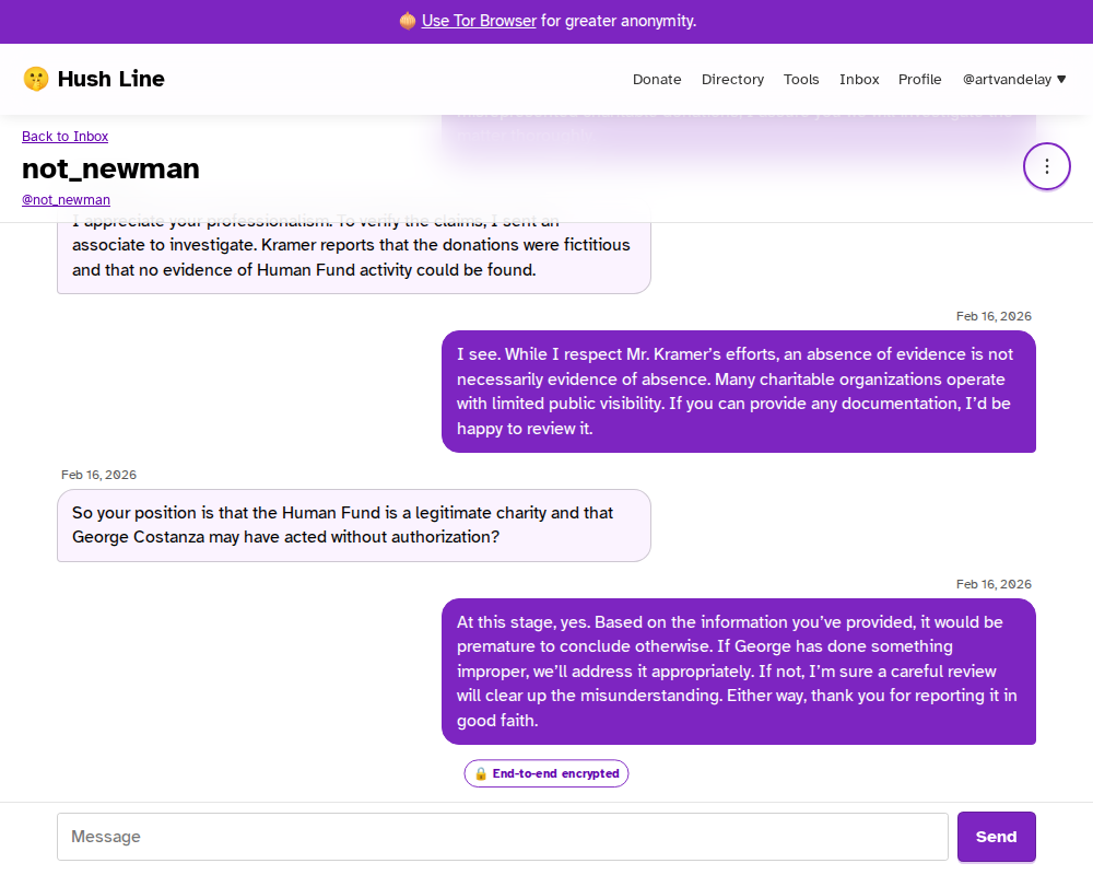 E2EE Chat in Hush Line