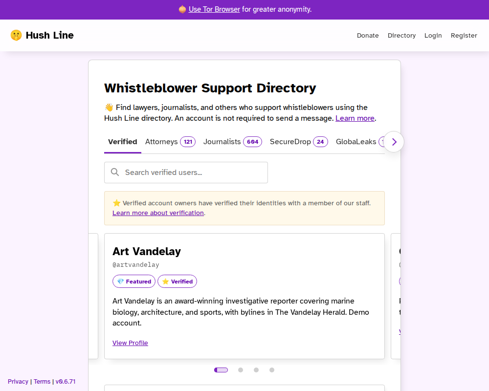 Hush Line Directory