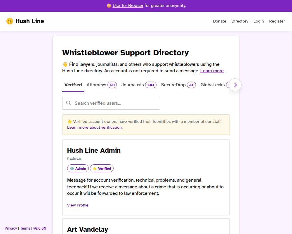 Hush Line Directory