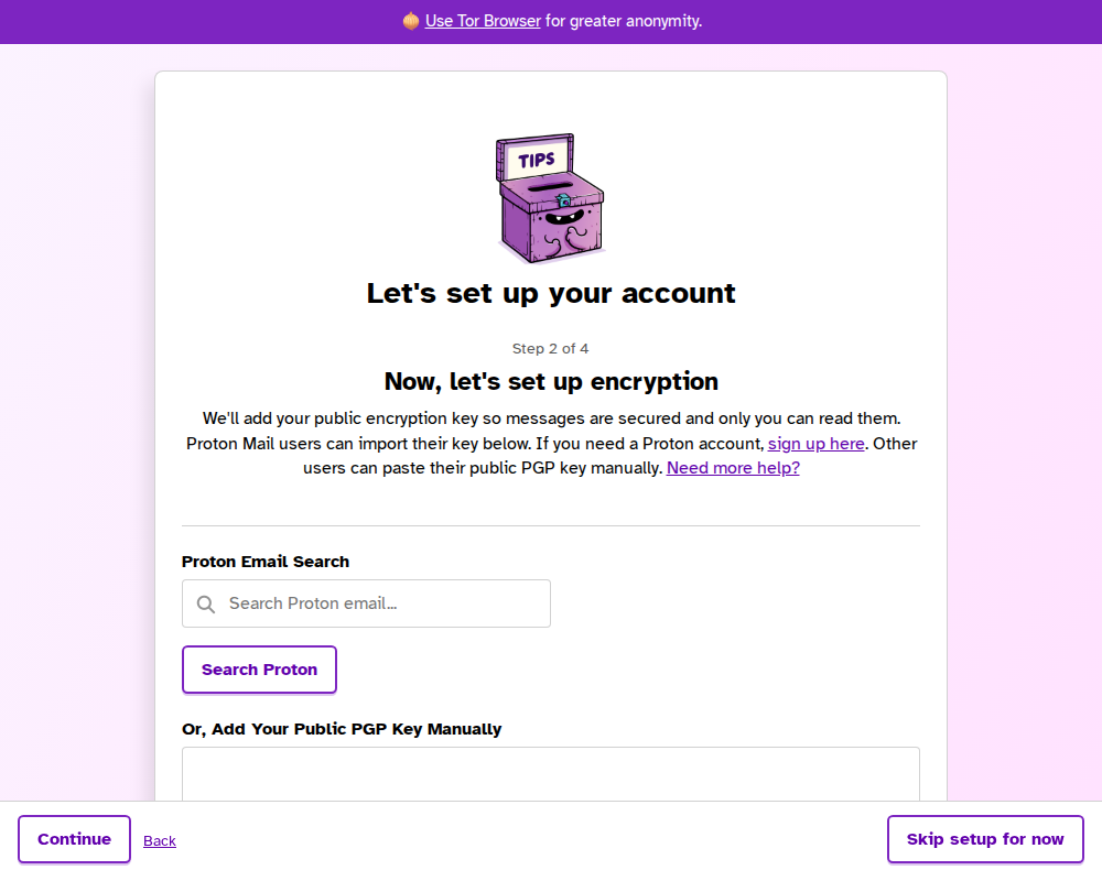 Encryption settings wireframe