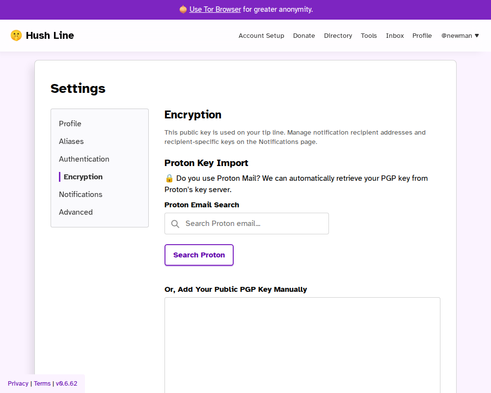 Encryption settings wireframe