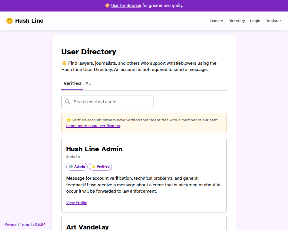 Verified Accounts Screenshot