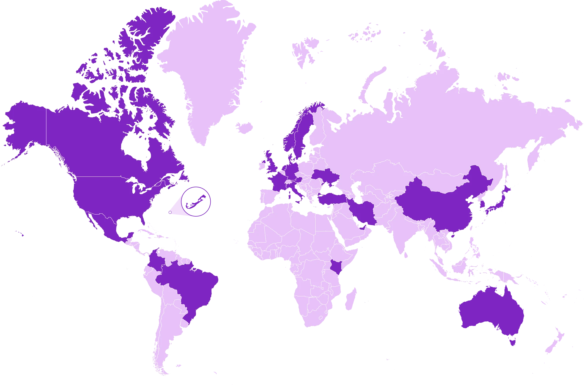 World map showing our global footprint.
