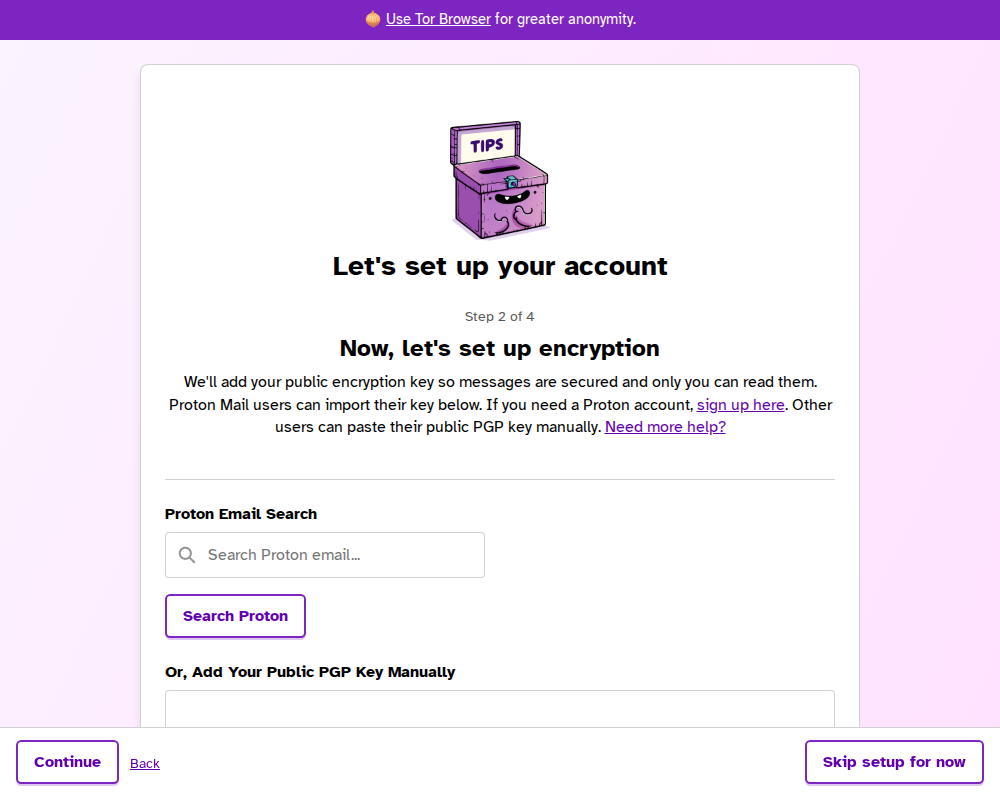 Encryption settings wireframe