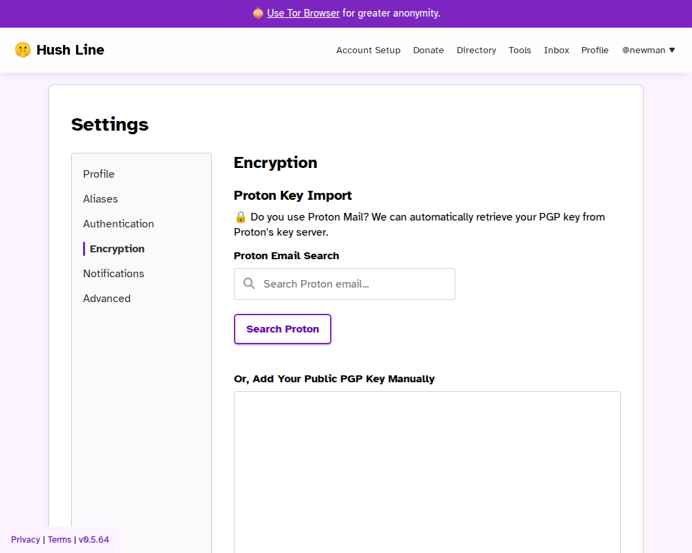 Encryption settings wireframe