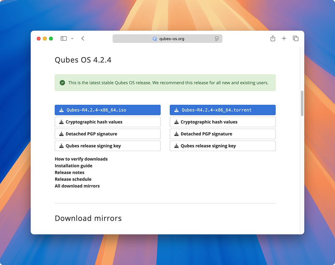 Qubes OS Download Page