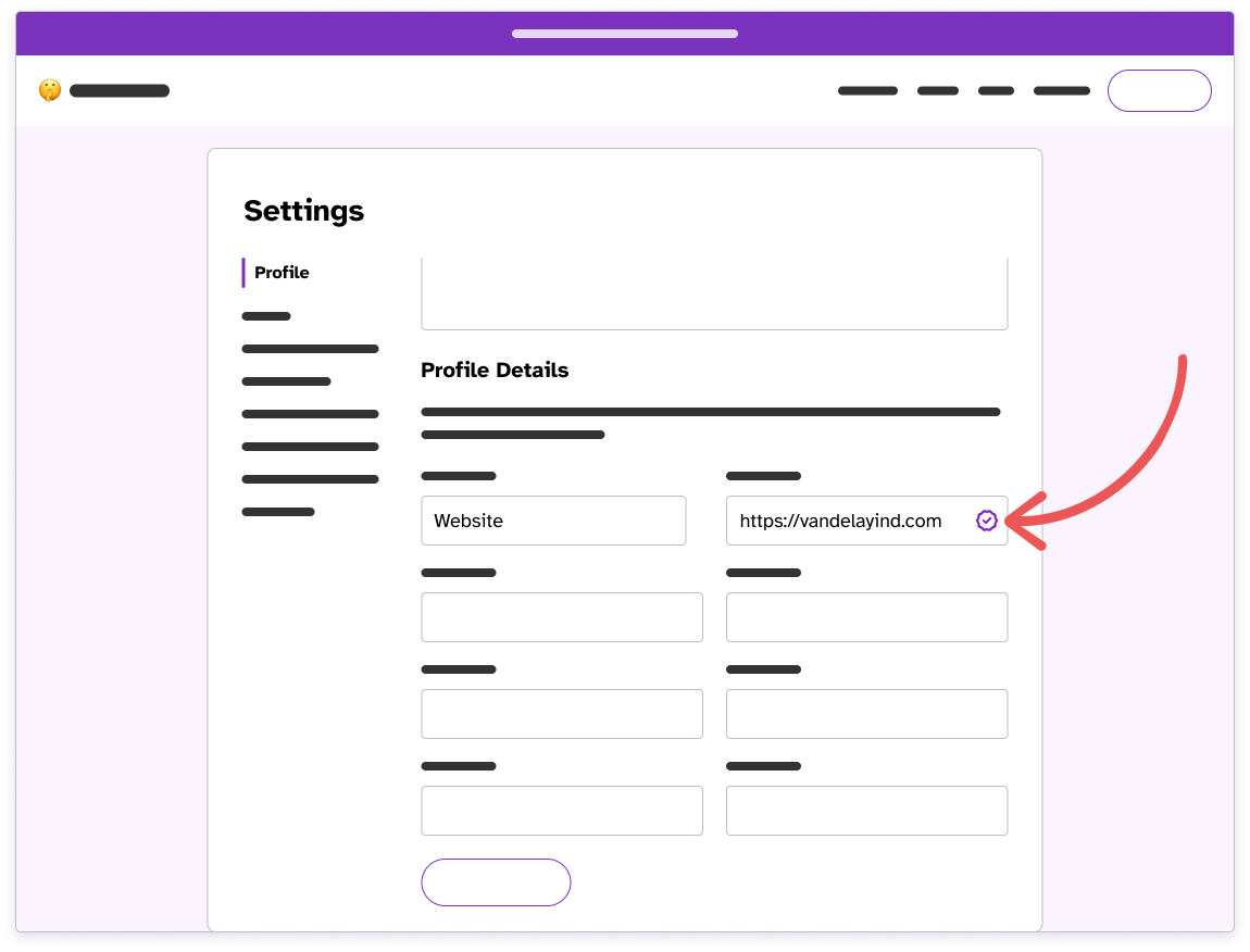 Verified URL wireframe