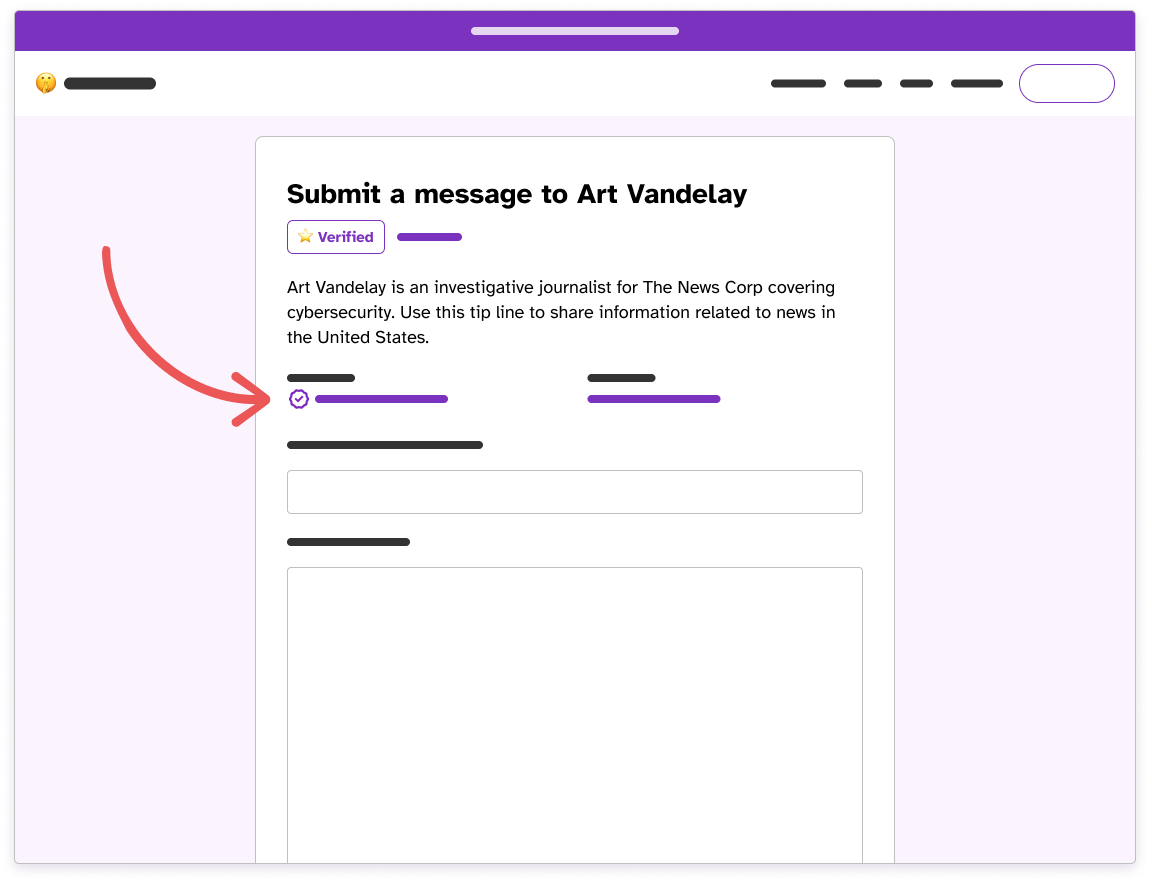 Verified URL wireframe of profile